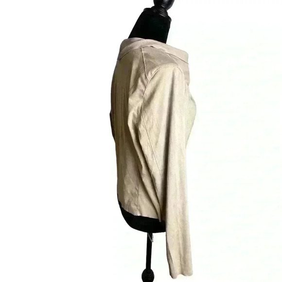 BLANK NYC Beige Tan Faux Suede Drape Front Jacket Size Large - Picture 5 of 11